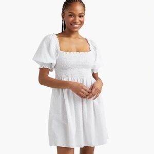 Hill House Athena Nap Dress in White Swiss Dot - Size Small